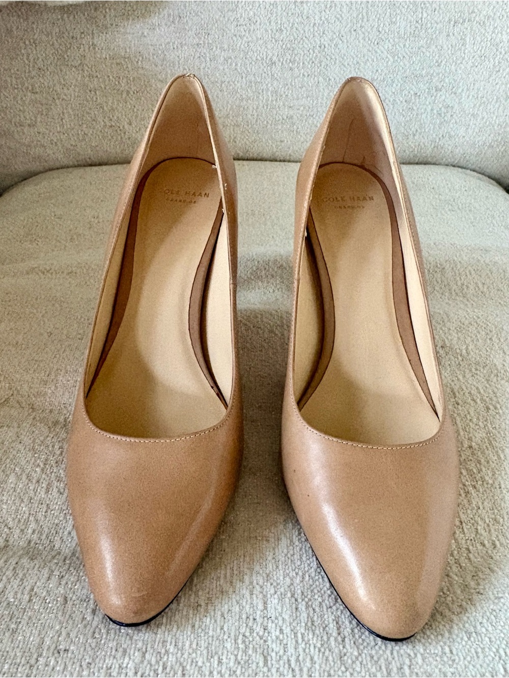 Cole Haan Nude/Tan Leather Pointed-Toe Pumps